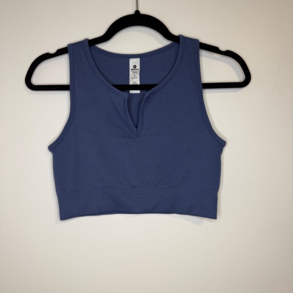 90 Degree Reflex Seamless Raya Crop Tank Top Blue Large Ribbed Activewear Yoga - Picture 1 of 8